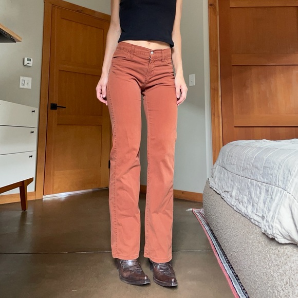 Vintage Jean Paul Gaultier jeans pumpkin colored low rise pants - Picture 2 of 12